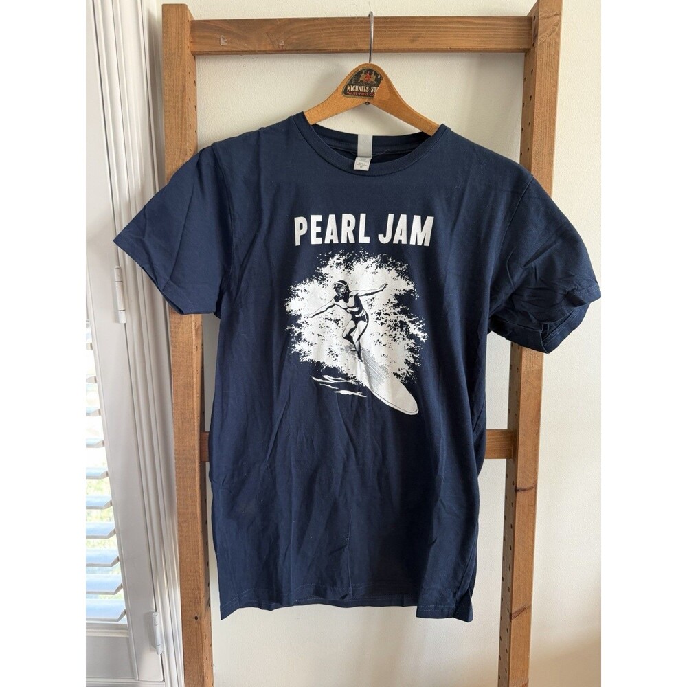 Vintage Pearl Jam Shirt Mens Medium M Navy Surfer Gas Mask Band Tee 90s Rock